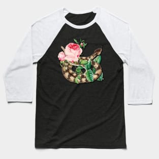 Vintage Rattlesnake and Pink Roses Baseball T-Shirt